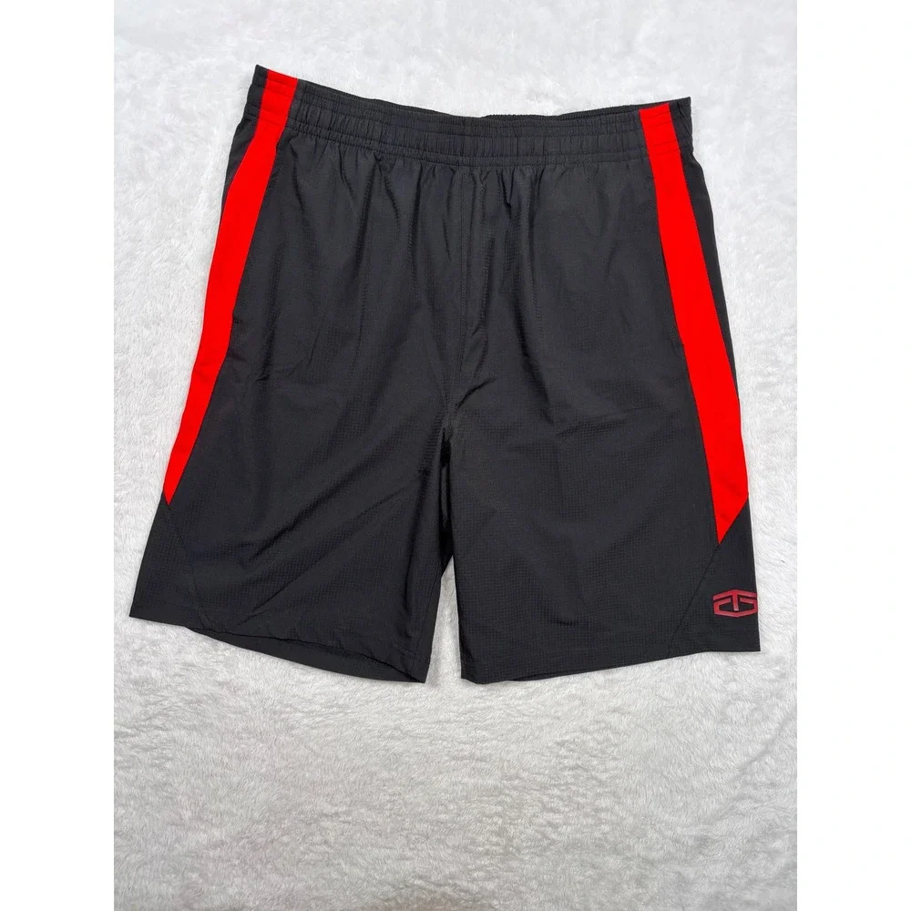 Tapout Athletic Shorts Mens XL Black Red MMA Training Gym Performance S143‎ B02